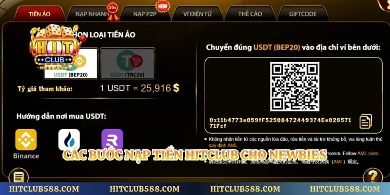 Các bước nạp tiền Hitclub cho newbies