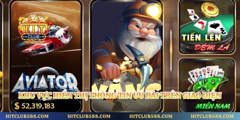 Khu vực hiển thị thông tin ưu đãi trên giao diện cổng game