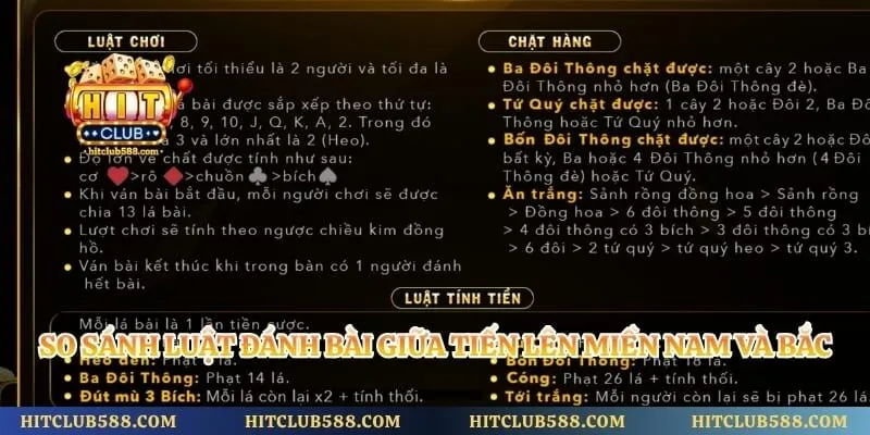 Tiến Lên Hitclub - Game Bài Được Lựa Chọn Nhiều Nhất 2026 3 So sánh luật đánh bài giữa tiến lên miền Nam và miền Bắc